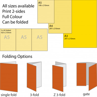 Laminated Table Menus Creased A3, A4, A5 or 3 x A5 | eColour Print